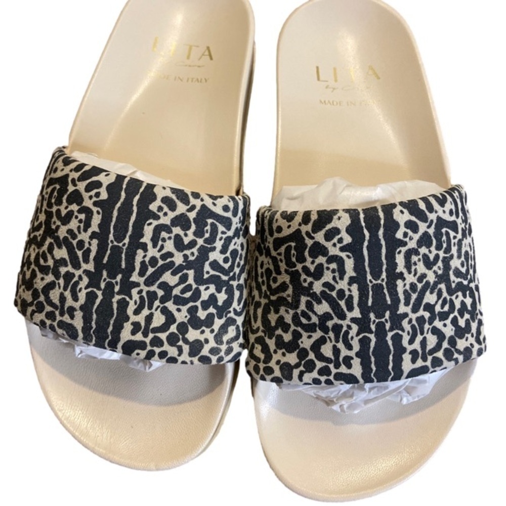 New in box Lita by Ciara Cheetah Print leather slides size 37 - Picture 1 of 7